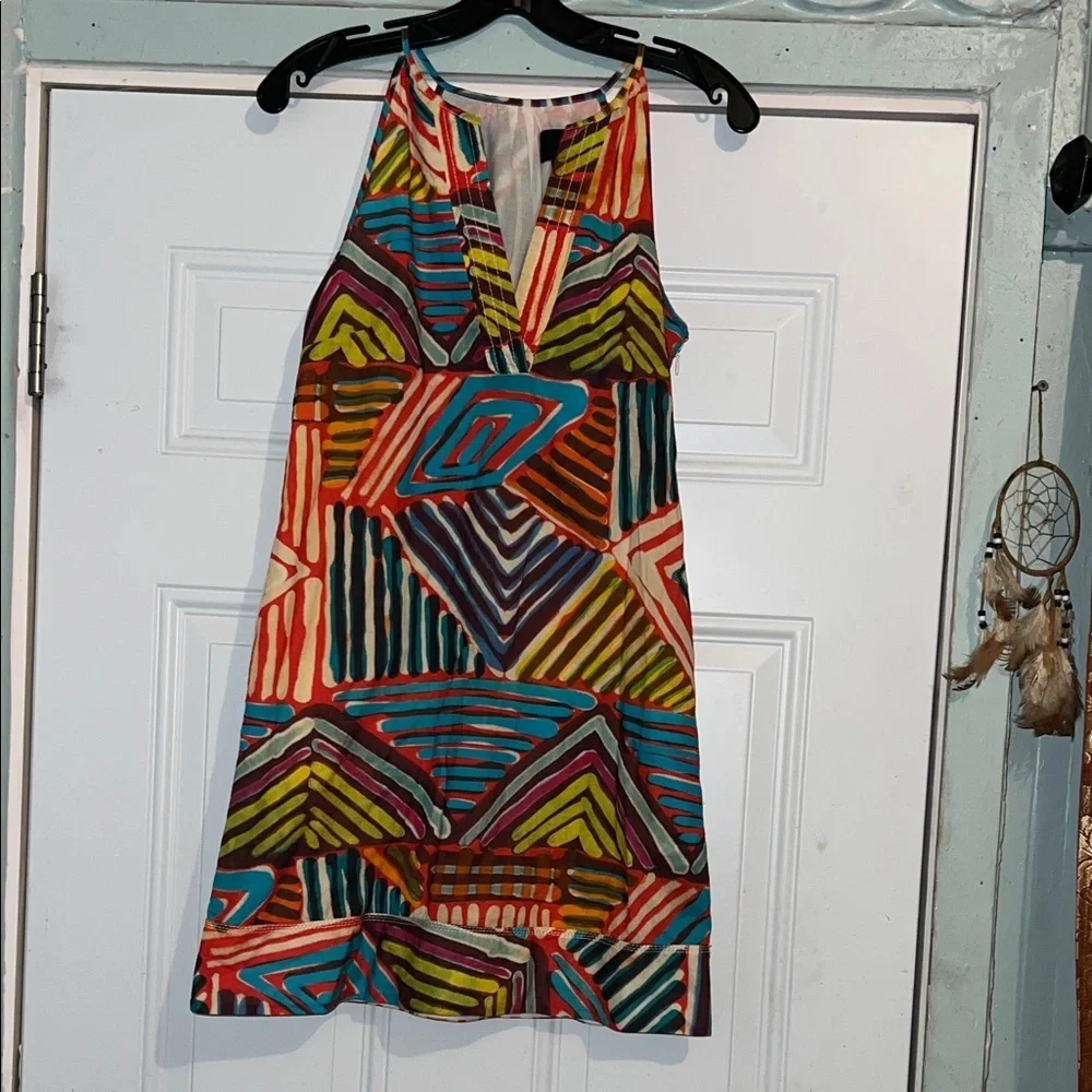 J. Crew Multicolor Geometric Print Midi Dress